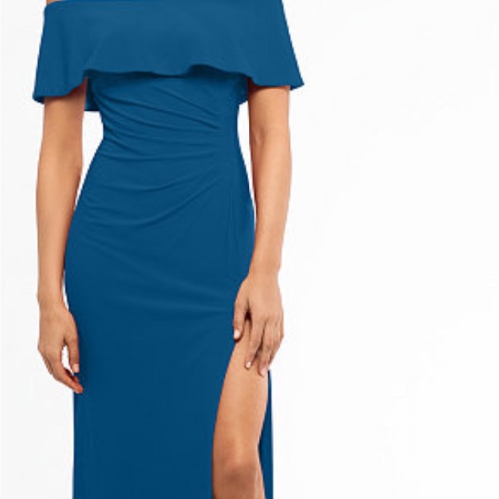 Xscape Strapless Blue Dress